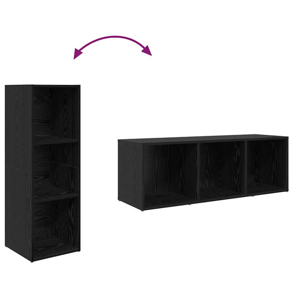 Seinäkiinnitettävä TV-tasosetti 3 pcs Musta Tekninen puu