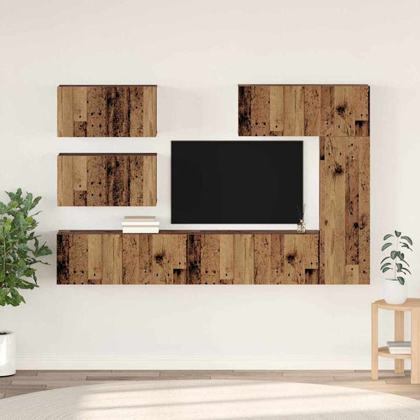 TV-tasosetti 6 pcs Vanha puu 30,5 x 30 x 90 cm Tekninen puu