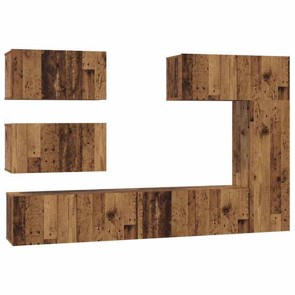 TV-tasosetti 6 pcs Vanha puu 30,5 x 30 x 90 cm Tekninen puu