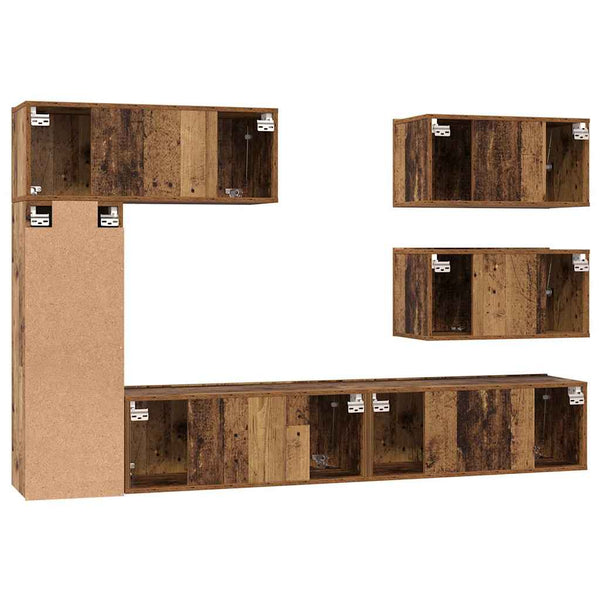 TV-tasosetti 6 pcs Vanha puu 30,5 x 30 x 90 cm Tekninen puu