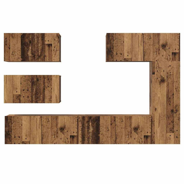 TV-tasosetti 6 pcs Vanha puu 30,5 x 30 x 90 cm Tekninen puu