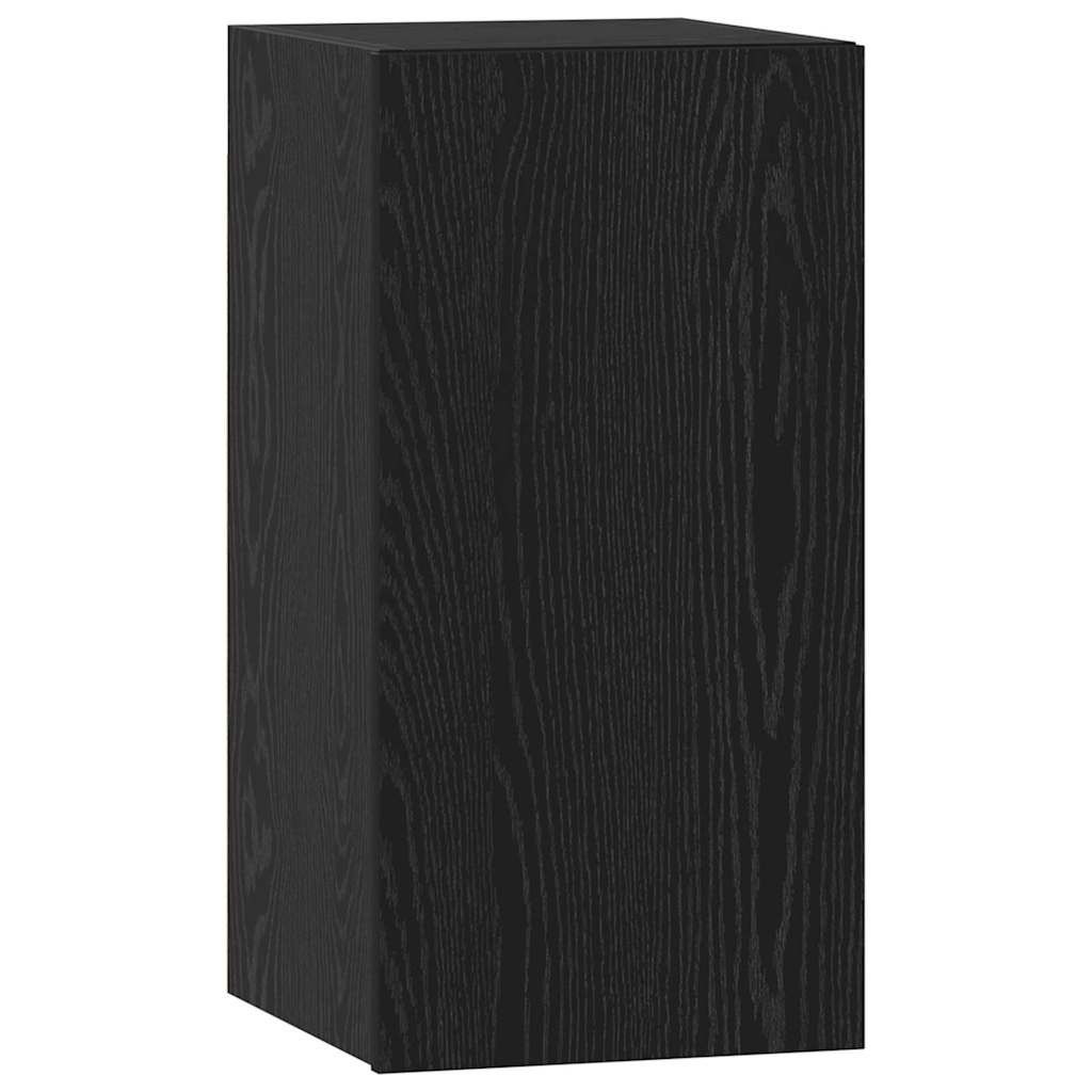Musta tammi Seinäkiinnitettävä TV-tasosetti 4 pcs. Tekninen puu