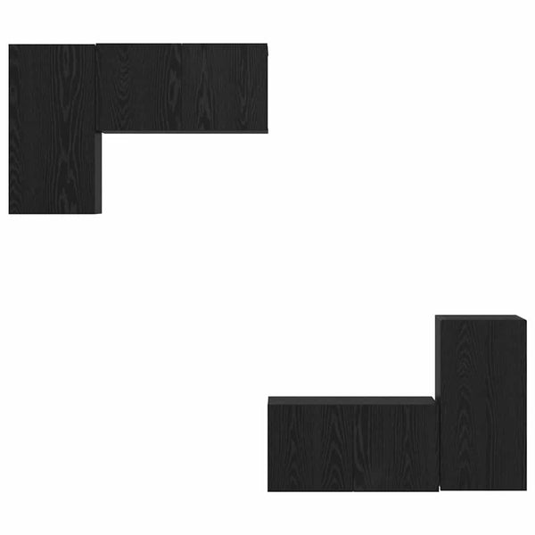 Musta tammi Seinäkiinnitettävä TV-tasosetti 4 pcs. Tekninen puu
