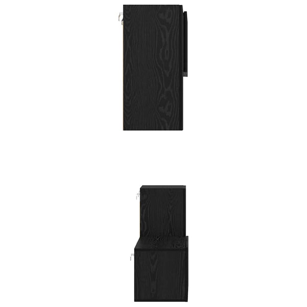 Musta tammi Seinäkiinnitettävä TV-tasosetti 4 pcs. Tekninen puu