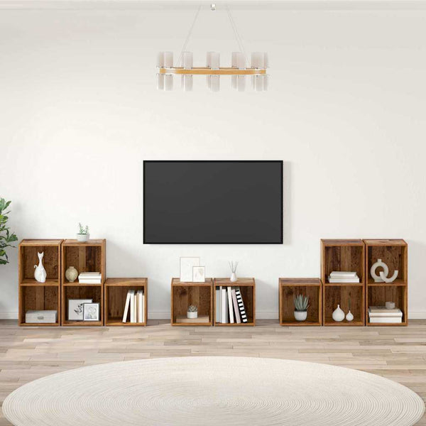 TV-kaapistosetti 8 pcs Vanha Puu Tekninen puu