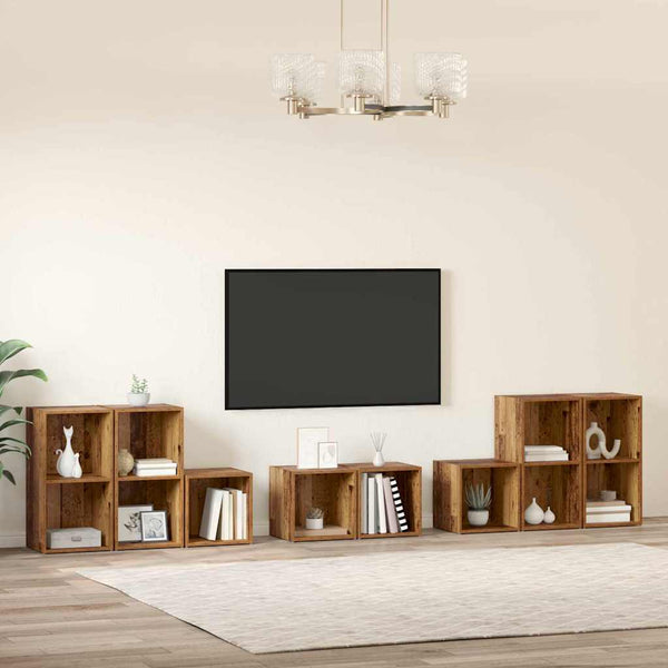 TV-kaapistosetti 8 pcs Vanha Puu Tekninen puu