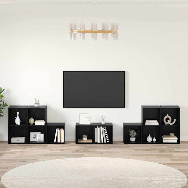 TV-kaapistosetti 8 pcs Musta tammi. Tekninen puu