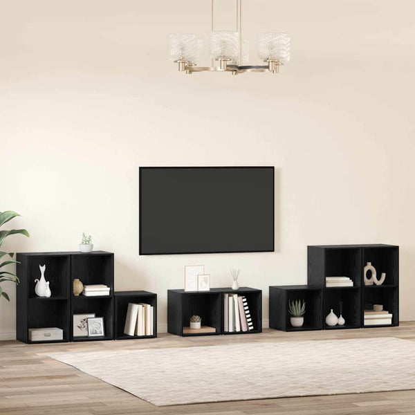 TV-kaapistosetti 8 pcs Musta tammi. Tekninen puu