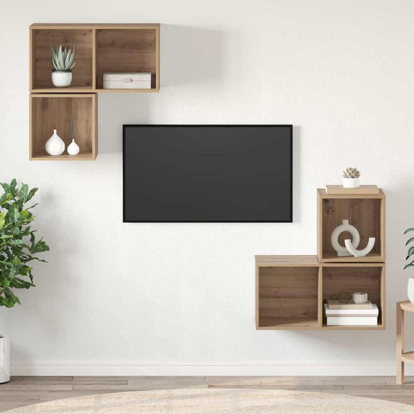 TV-tasosetti 4 pcs Tekninen puu Artisan tammi
