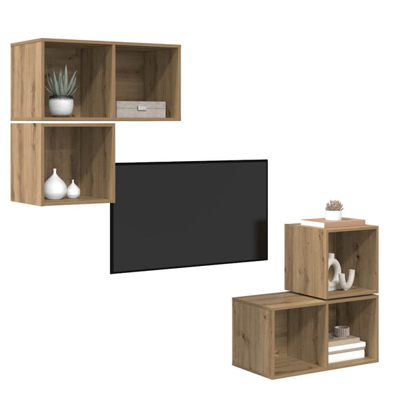 TV-tasosetti 4 pcs Tekninen puu Artisan tammi