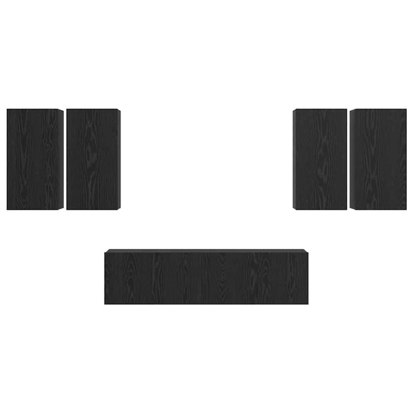 TV-tasosetti 6 osaa Seinäkiinnitettävä Musta tammi. Tekninen puu