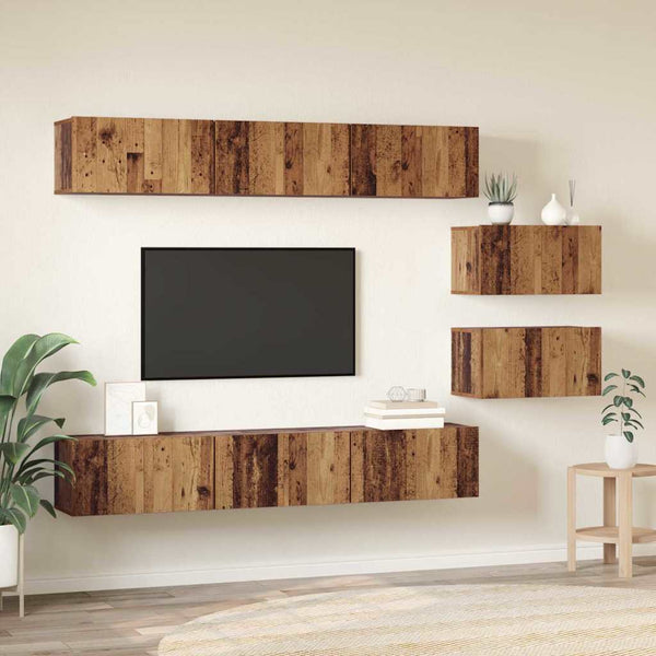 TV-tasosetti 8 pcs Vanha Puu 60 x 30 x 30 cm Tekninen puu