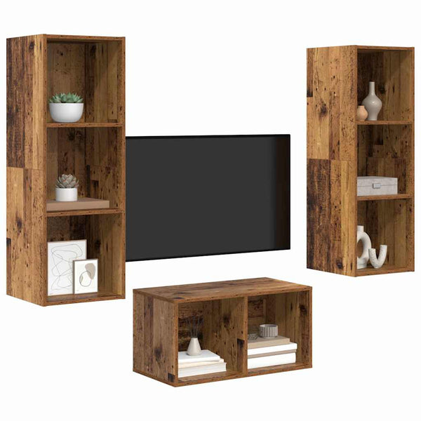 TV-tasosi Vanha Puu 37 cm x 37 cm x 107 cm Tekninen puu