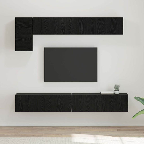 TV-tasojen seinäkiinnityssetti 5 pcs Musta tammi. Tekninen puu