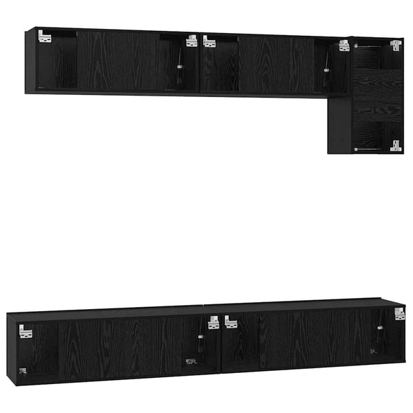 TV-tasojen seinäkiinnityssetti 5 pcs Musta tammi. Tekninen puu
