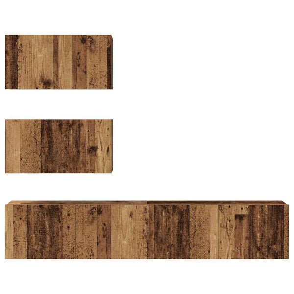 4 pcs Seinäkiinnitettävä TV-tasosetti Vanha puu Tekninen puu