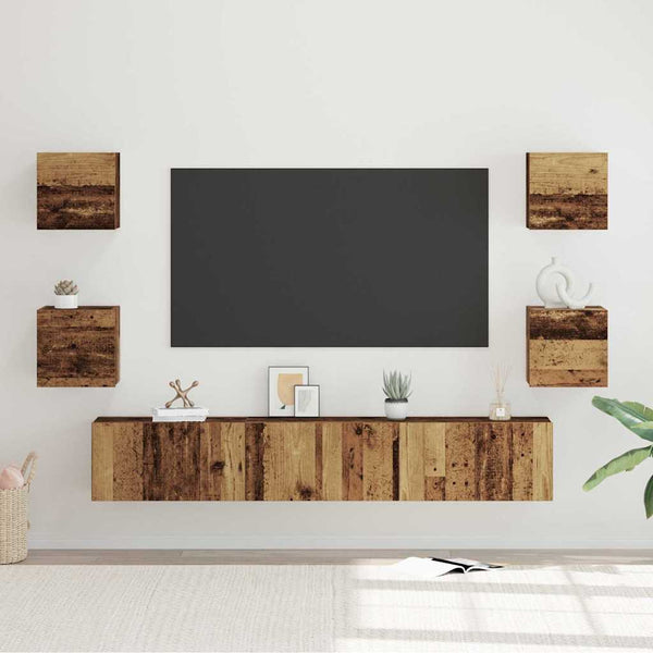 TV-tasosetti 7 pcs Vanha puu 60 x 30 x 30 cm Tekninen puu