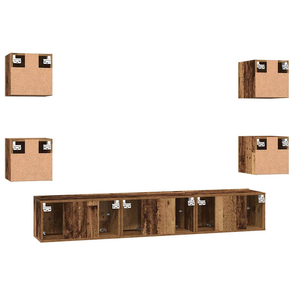 TV-tasosetti 7 pcs Vanha puu 60 x 30 x 30 cm Tekninen puu