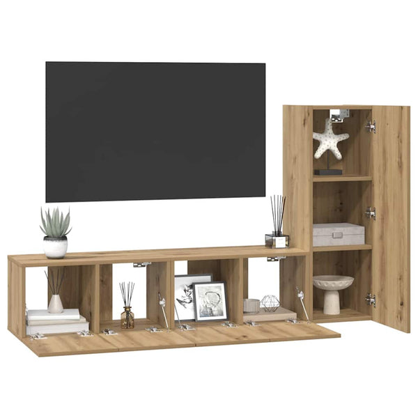 TV-tasosetti 3 pcs artesaani tammi 60 x 30 x 30 cm Tekninen puu