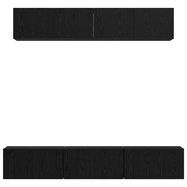 Seinäkiinnitettävä TV-tasosetti 5 pcs Musta tammi. Tekninen puu