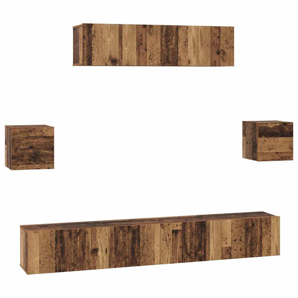 TV-tasosetti 7 pcs Vanha puu 80 x 30 x 30 cm Tekninen puu