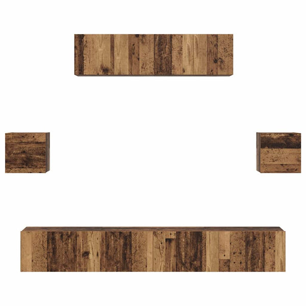 TV-tasosetti 7 pcs Vanha puu 80 x 30 x 30 cm Tekninen puu