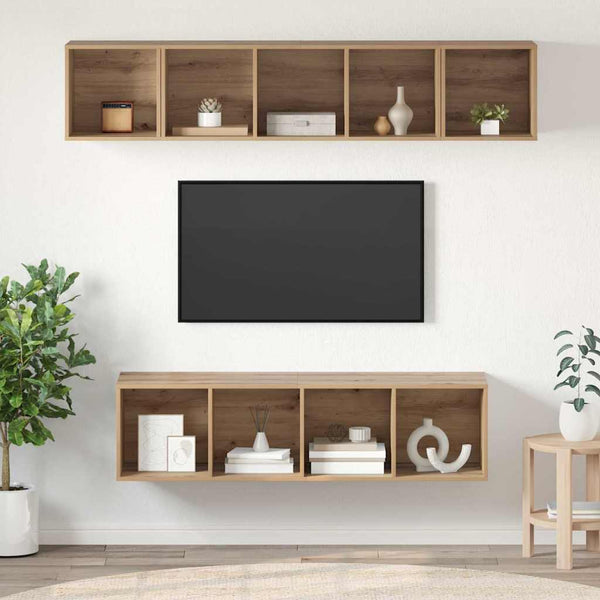 Tekninen puu TV-tasosetti 4 pcs Artisan tammi