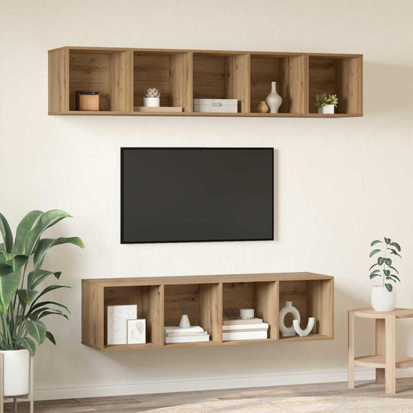 Tekninen puu TV-tasosetti 4 pcs Artisan tammi
