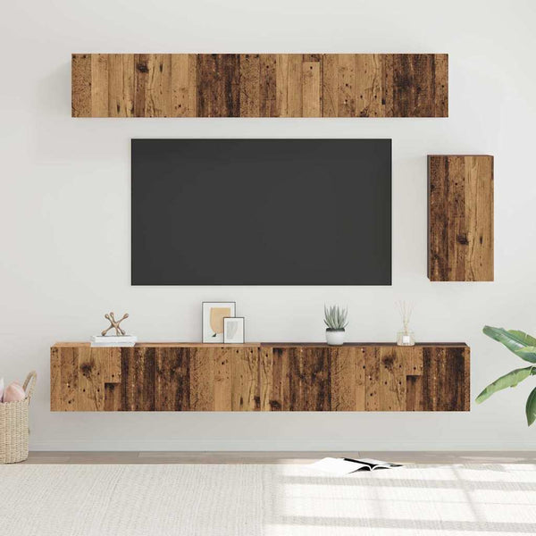 TV-tasosetti laatikon kanssa 6 pcs Vanha Puu Tekninen puu