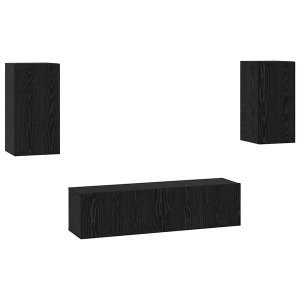 Musta tammi TV-tasosetti 4 pcs Seinäkiinnitettävä. Tekninen puu