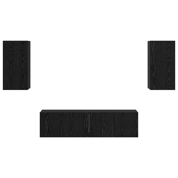 Musta tammi TV-tasosetti 4 pcs Seinäkiinnitettävä. Tekninen puu