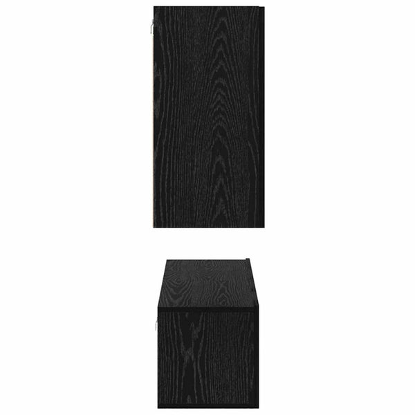 Musta tammi TV-tasosetti 4 pcs Seinäkiinnitettävä. Tekninen puu