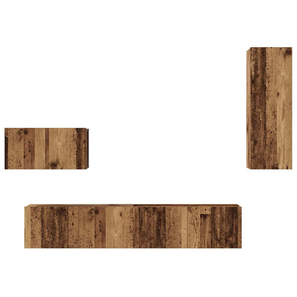 Seinä TV Kaappi 4 pcs Vanha puu 200 x 30 x 30 cm Käsitelty puu