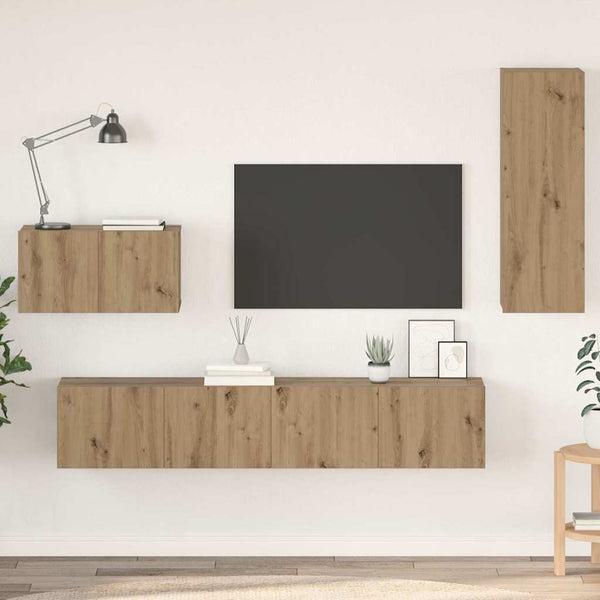 Seinä TV Kaappi 4 kpl Artisan tammi Tekninen puu