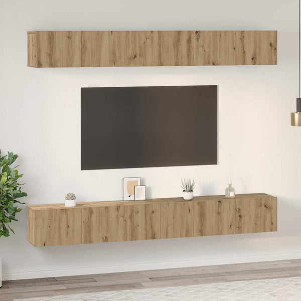 Artesaani tammi TV-tasosetti 6 pcs Tekninen puu