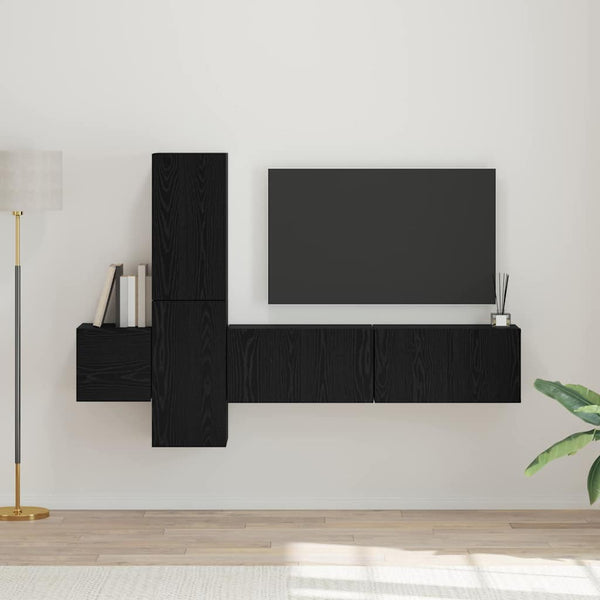TV-tasosetti 5 pcs Musta tammi 181 x 30 x 120 cm Tekninen puu
