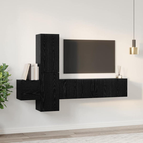 TV-tasosetti 5 pcs Musta tammi 181 x 30 x 120 cm Tekninen puu