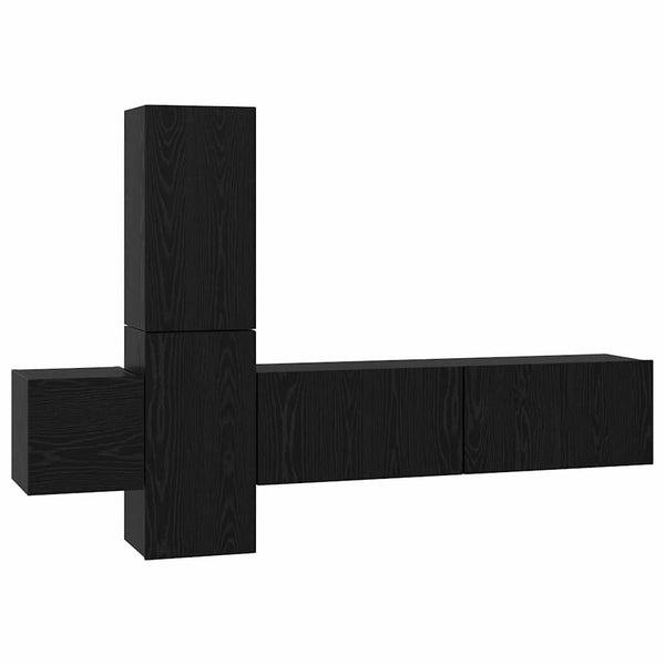 TV-tasosetti 5 pcs Musta tammi 181 x 30 x 120 cm Tekninen puu