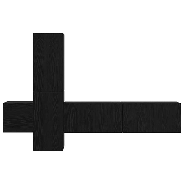 TV-tasosetti 5 pcs Musta tammi 181 x 30 x 120 cm Tekninen puu