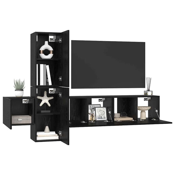 TV-tasosetti 5 pcs Musta tammi 181 x 30 x 120 cm Tekninen puu