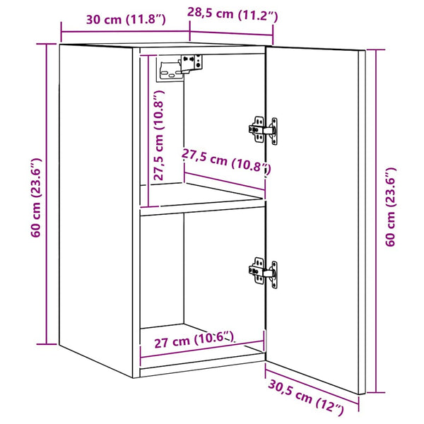TV-tasosetti 4 pcs Musta tammi. 30,5 x 30 x 60 cm Tekninen puu