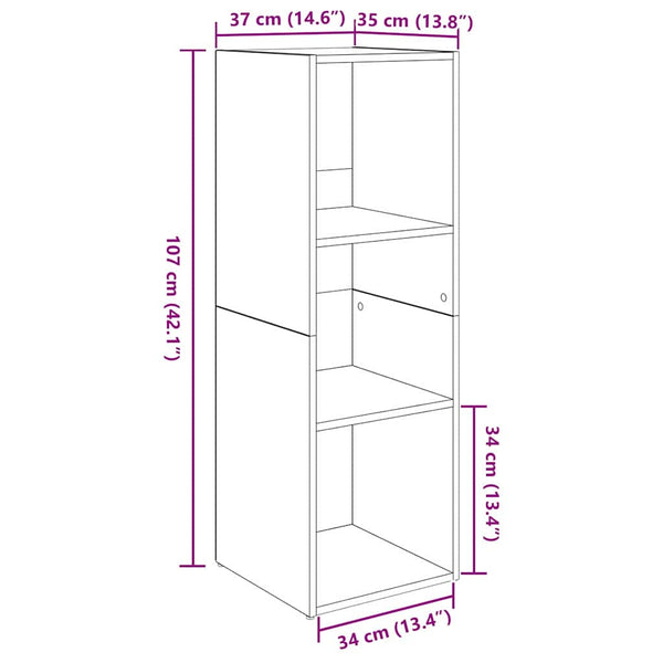 TV-tasosetti 4 pcs Musta tammi. 37 x 35 x 107,5 cm Tekninen puu