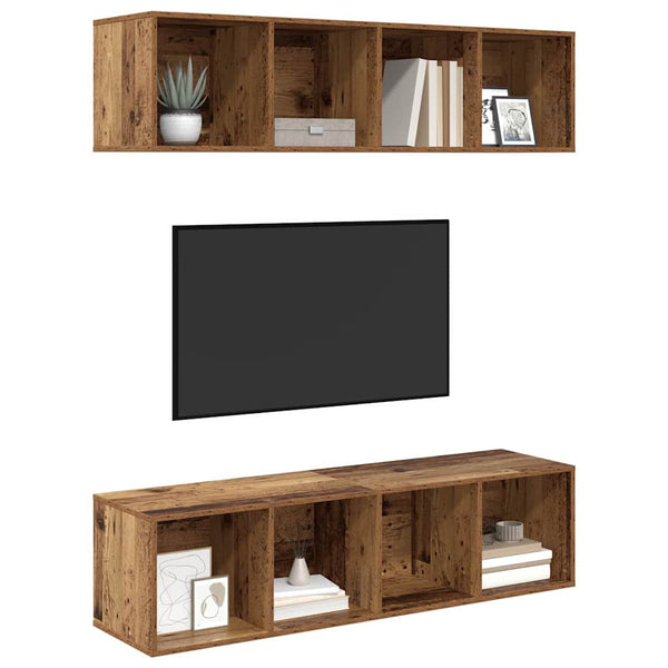 TV-tasosetti 2 pcs Vanha Puu 37 x 37 x 142,5 cm Tekninen puu