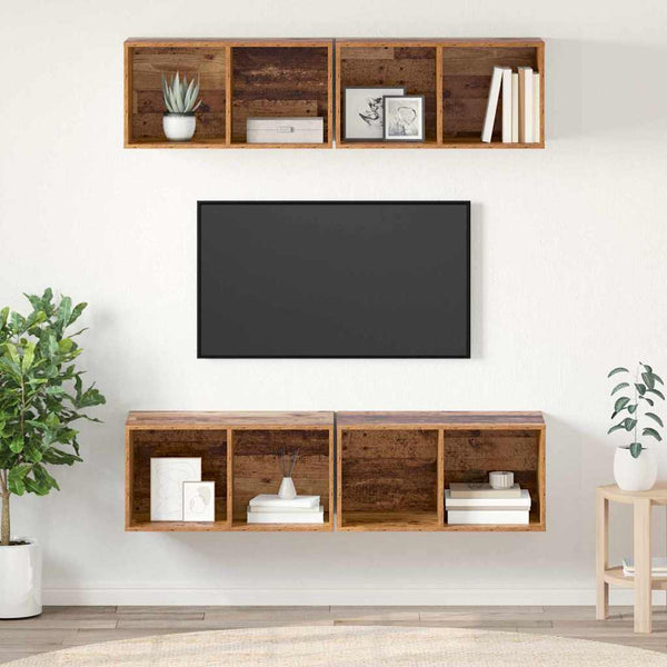 TV-tasot 4 osaa Vanha Puu 37 x 37 x 72 cm Tekninen puu