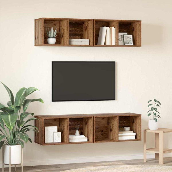 TV-tasot 4 osaa Vanha Puu 37 x 37 x 72 cm Tekninen puu