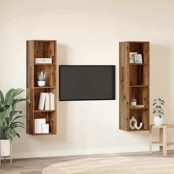 TV-kaappi 2 kpl Ruskea 37 x 37 x 142.5 cm Tekninen puu