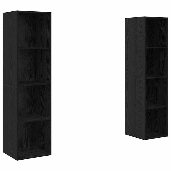 TV-kaappi 2 pcs Musta 37 x 37 x 142.5 cm Tekninen puu