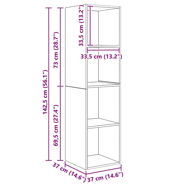 TV-tasosetti 4 kpl Ruskea 37 x 37 x 142,5 cm Tekninen puu