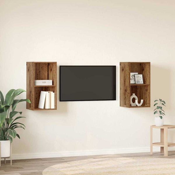 TV-tasosetti 2 pcs Vanha Puu 37 x 37 x 72 cm Tekninen puu
