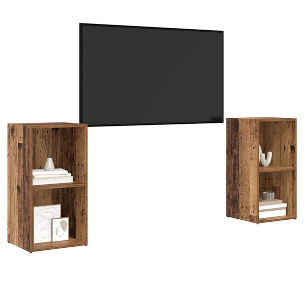 TV-tasosetti 2 pcs Vanha Puu 72 x 35 x 36,5 cm Tekninen puu